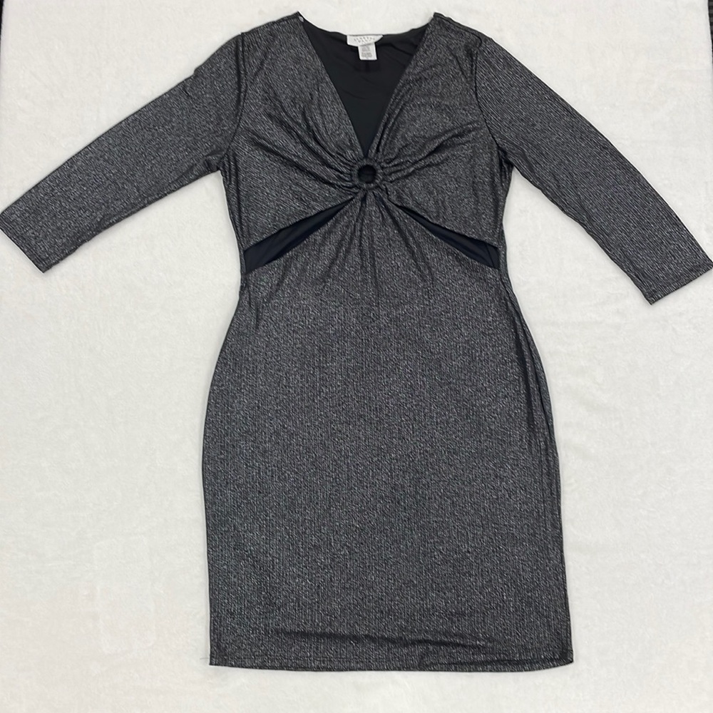 Janette Plus Grey Metallic Women’s Midi Dress - Multiple Sizes